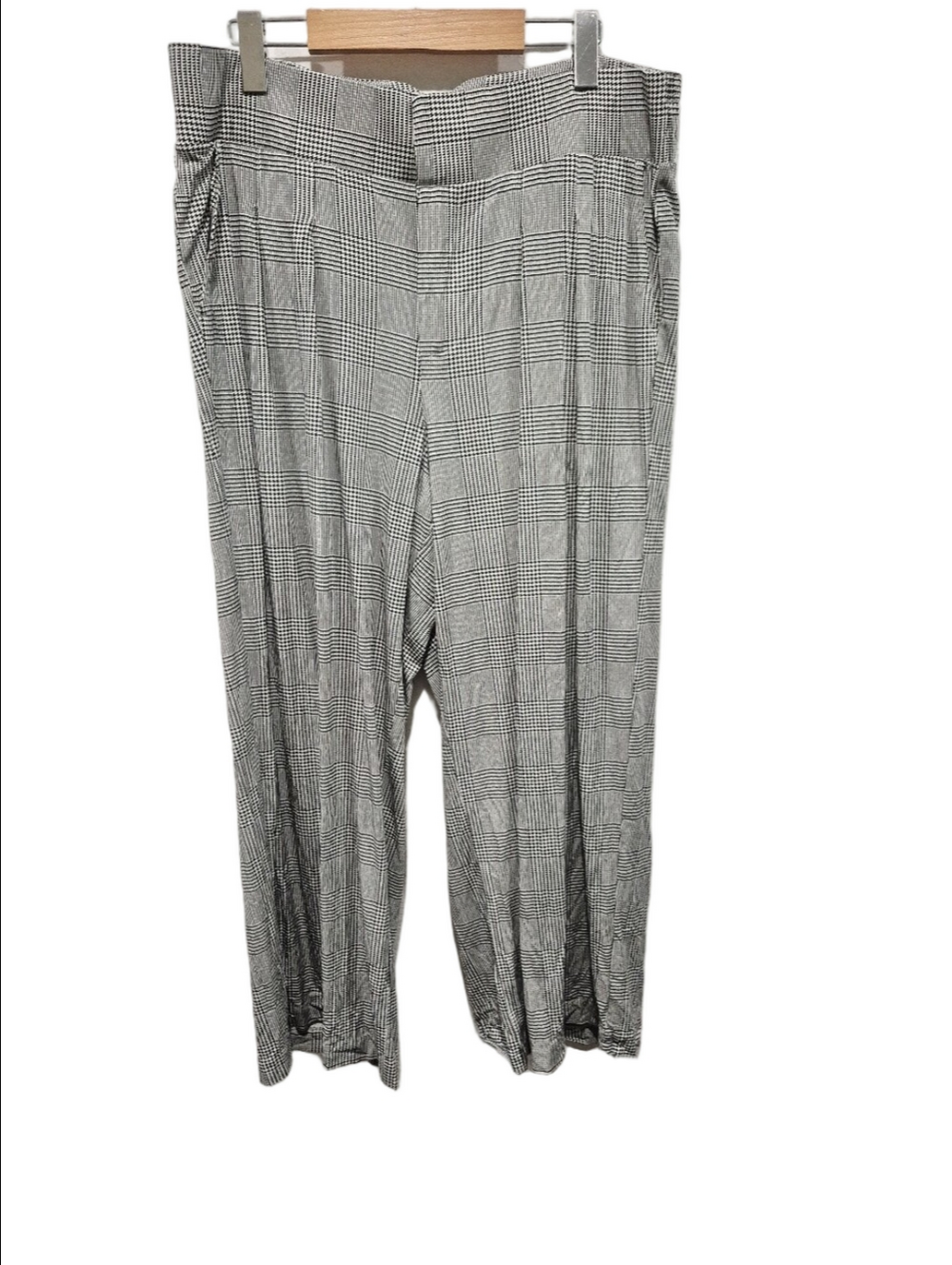 Torrid Plaid Wide Leg Trousers Size 14S Black & White Houndstooth